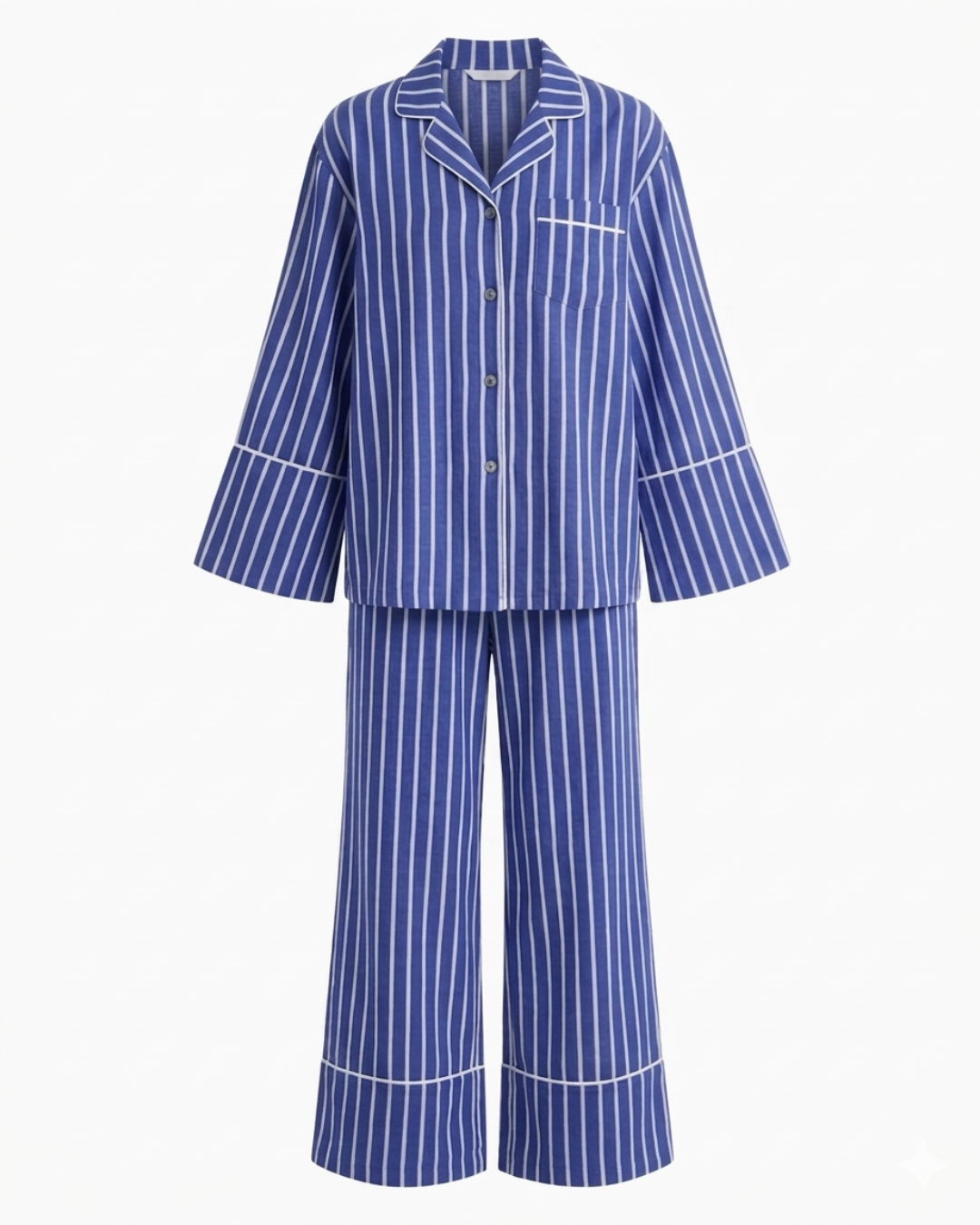 Blue and white striped pyjamas set