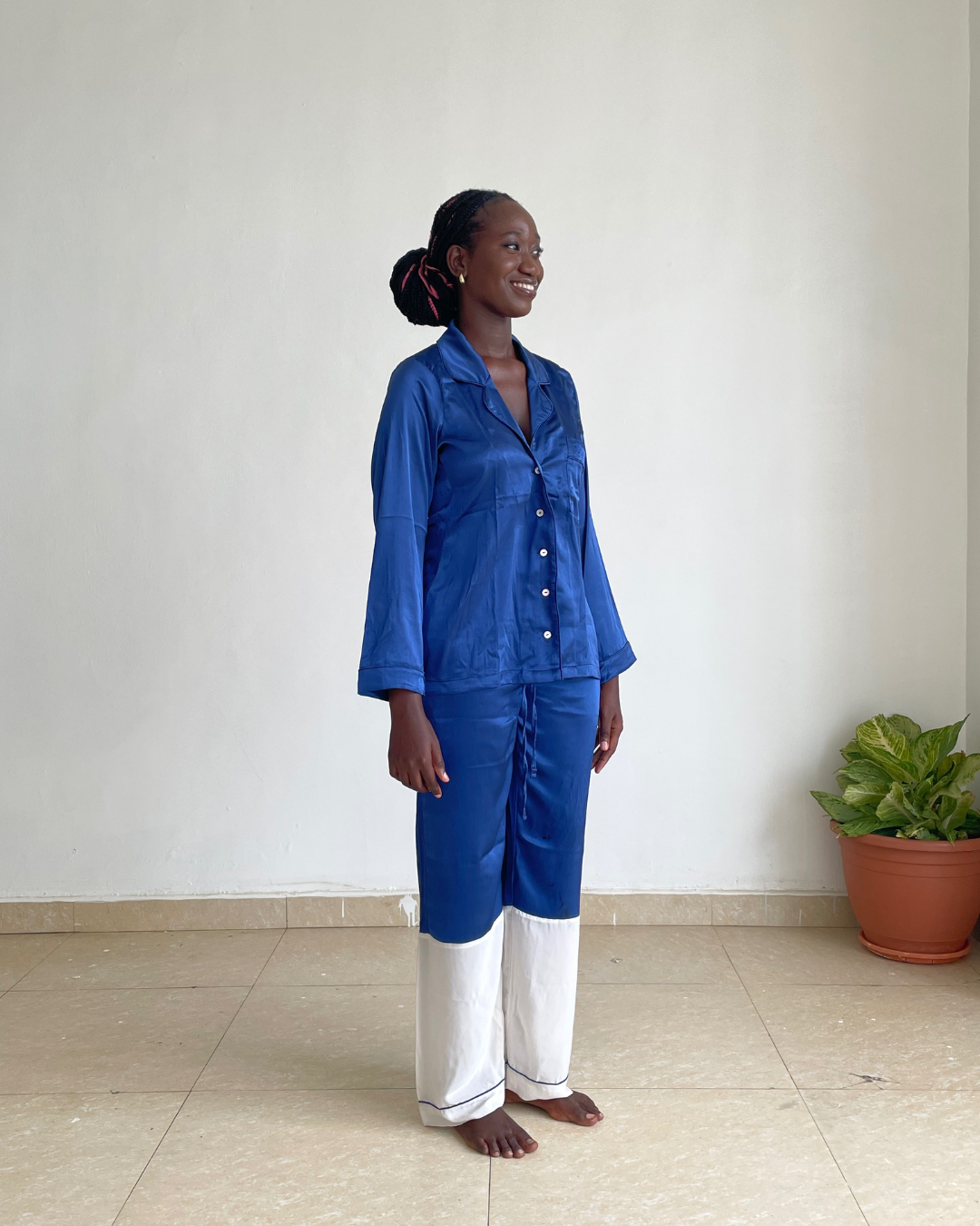 Jasmine Silk Pyjama Set Midnight Blue