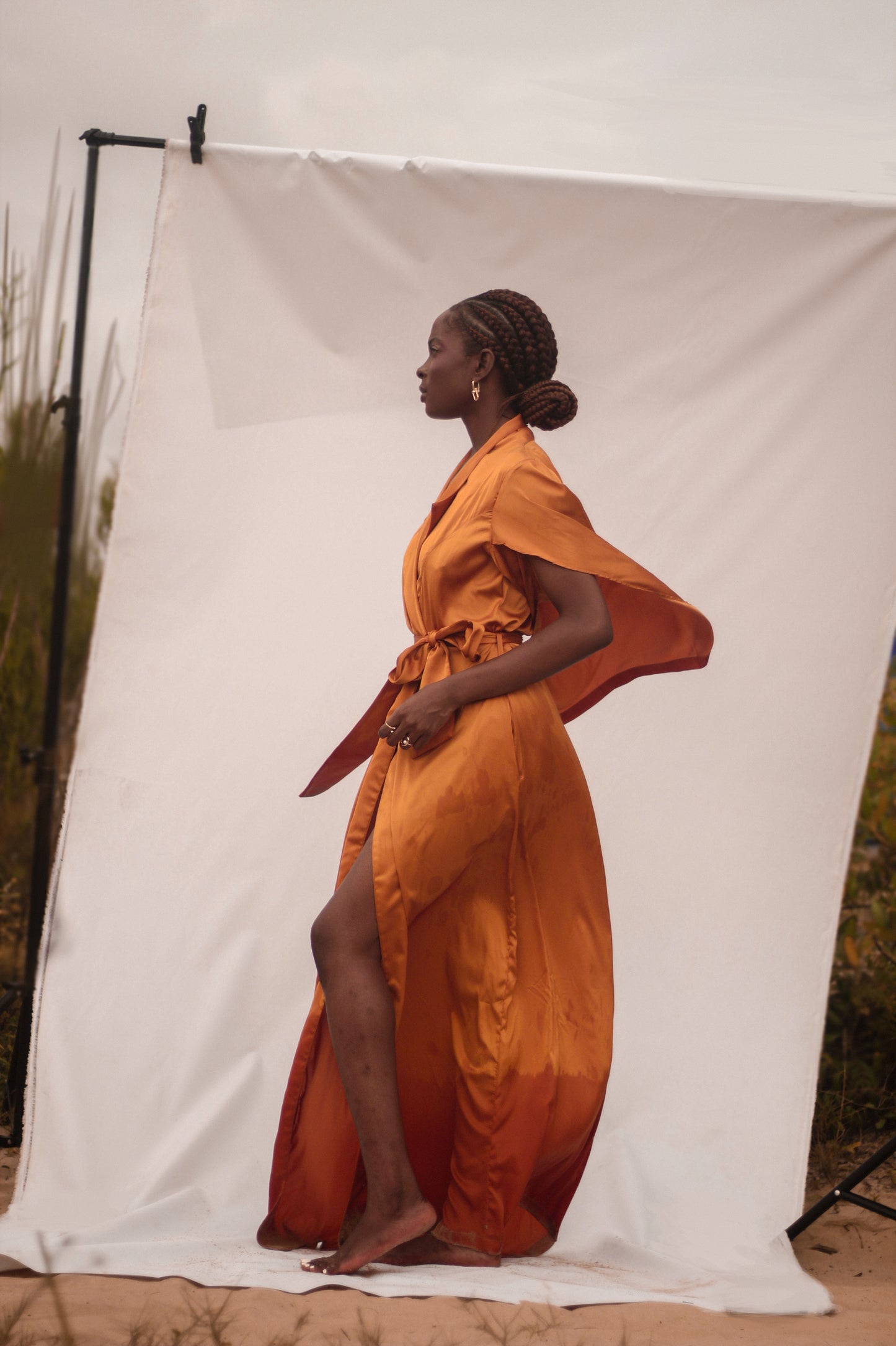 Maxi Tumaini Silk Robe Mustard