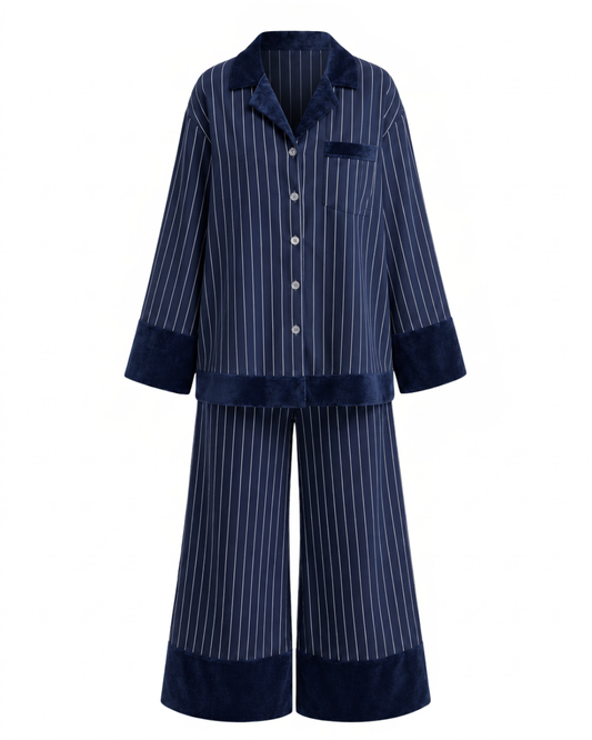 Navy pinstripe pyjamas set