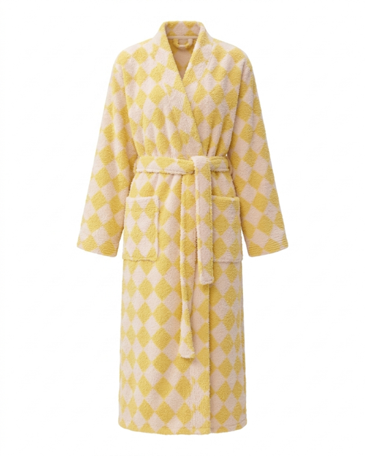 Yellow and white patterned robe