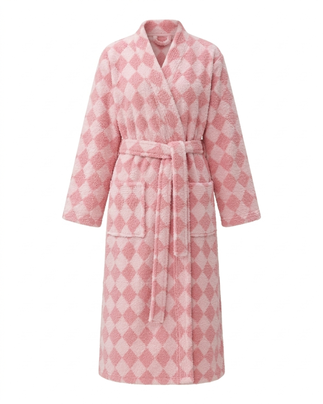 Pink and white checkered robe