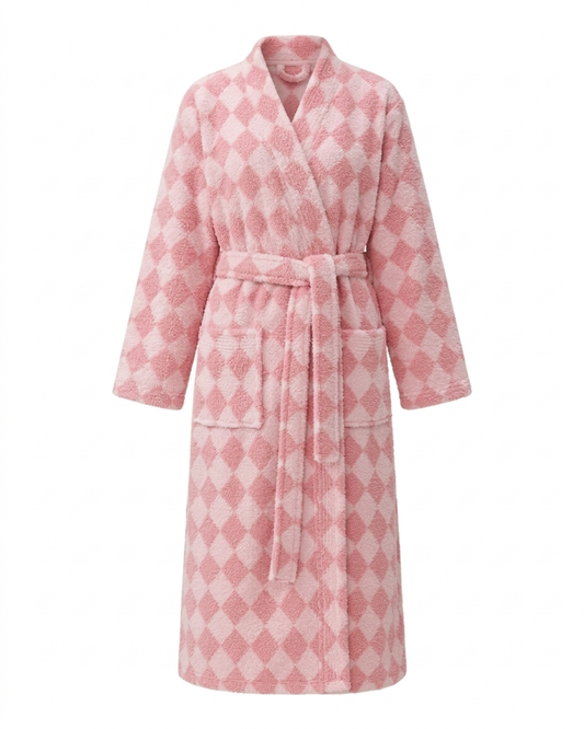 Pink and white checkered robe