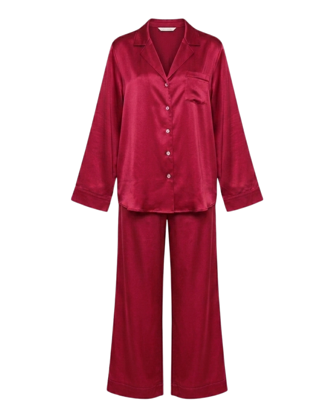 Cherry red silk pyjamas