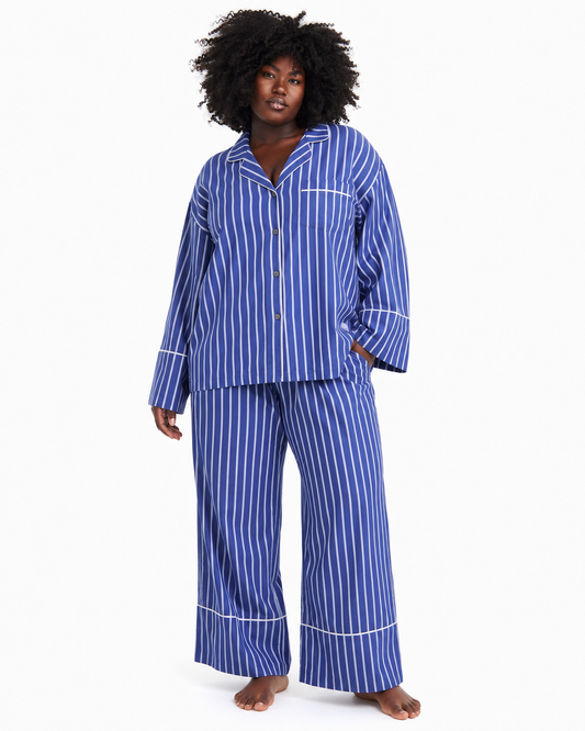 blue striped cotton pyjamas
