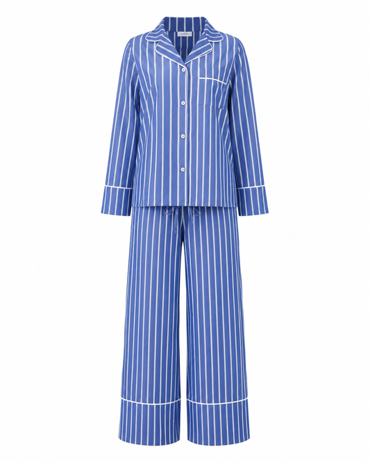 blue striped cotton pyjamas