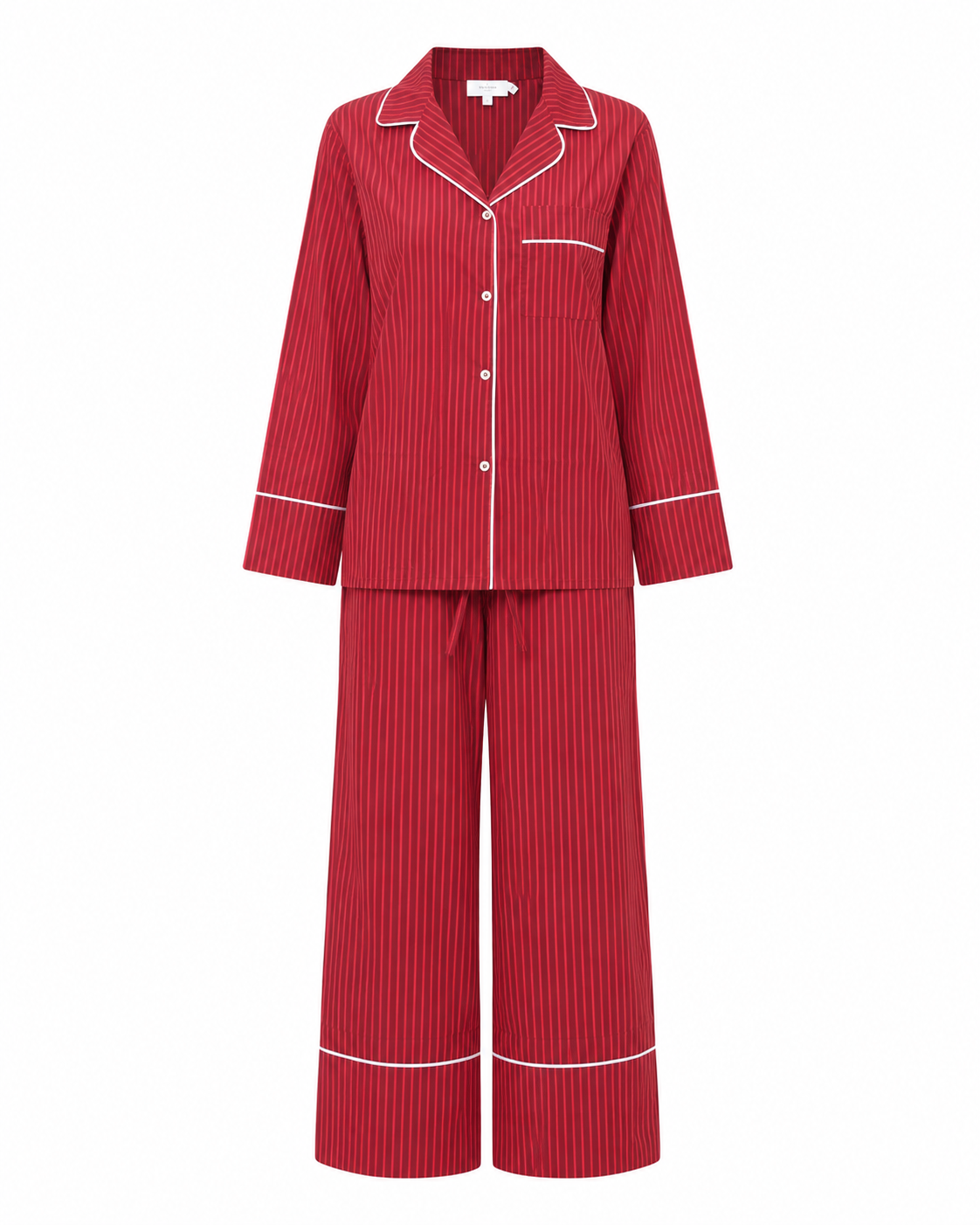 red and burgundy cotton striped pyjamas set
