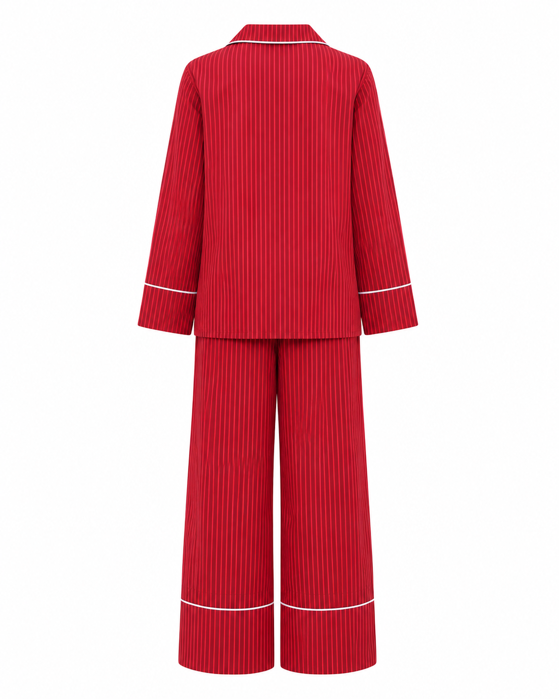 red and burgundy cotton striped pyjamas set