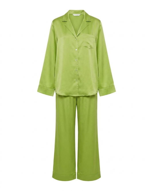 Green silk pyjamas set
