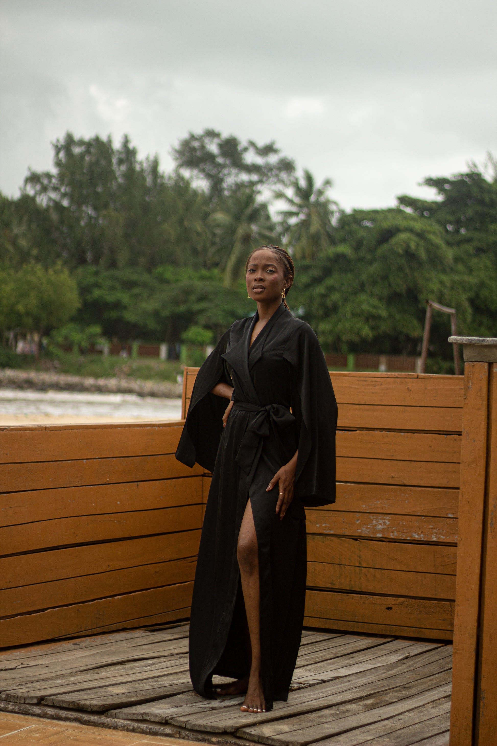 Maxi Tumaini Silk Robe Black