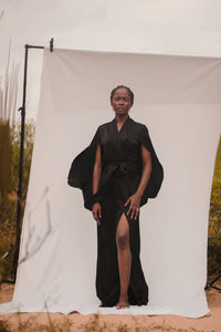 Maxi Tumaini Silk Robe Black